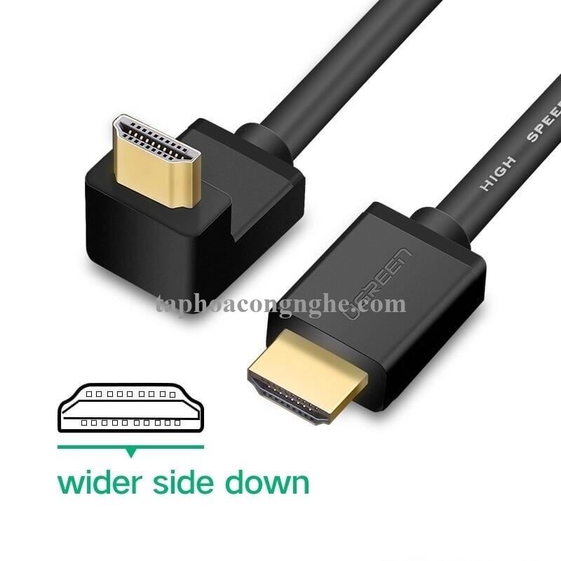 Ugreen 10122 3M màu Đen Cáp tín hiệu HDMI chuẩn 1.4 đầu bẻ góc 90 độ HD103 30010122